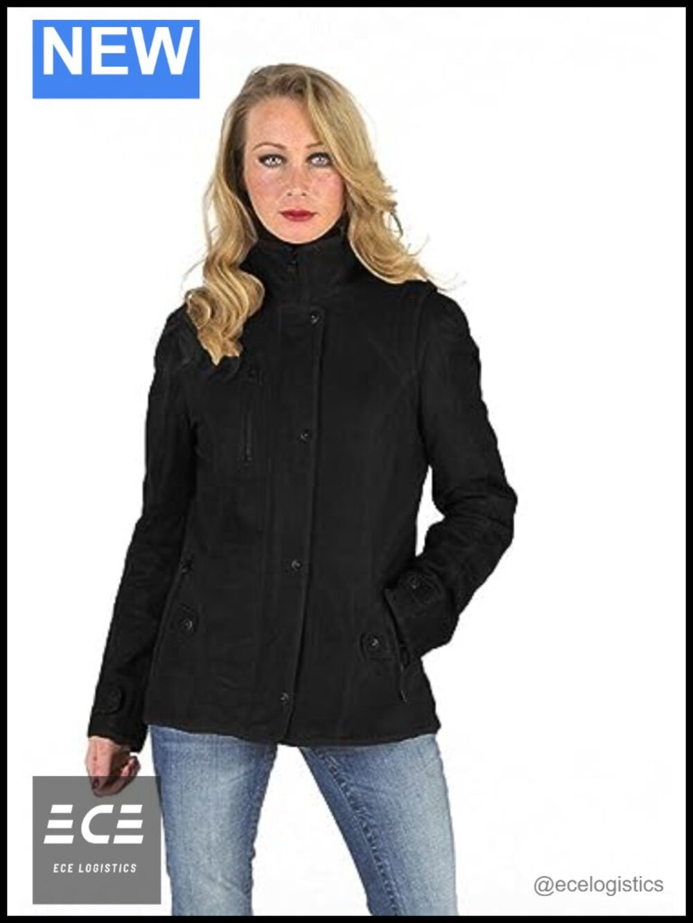 Lambskin Suede Leather Long Overcoat Band Collar Lined Professional Coat